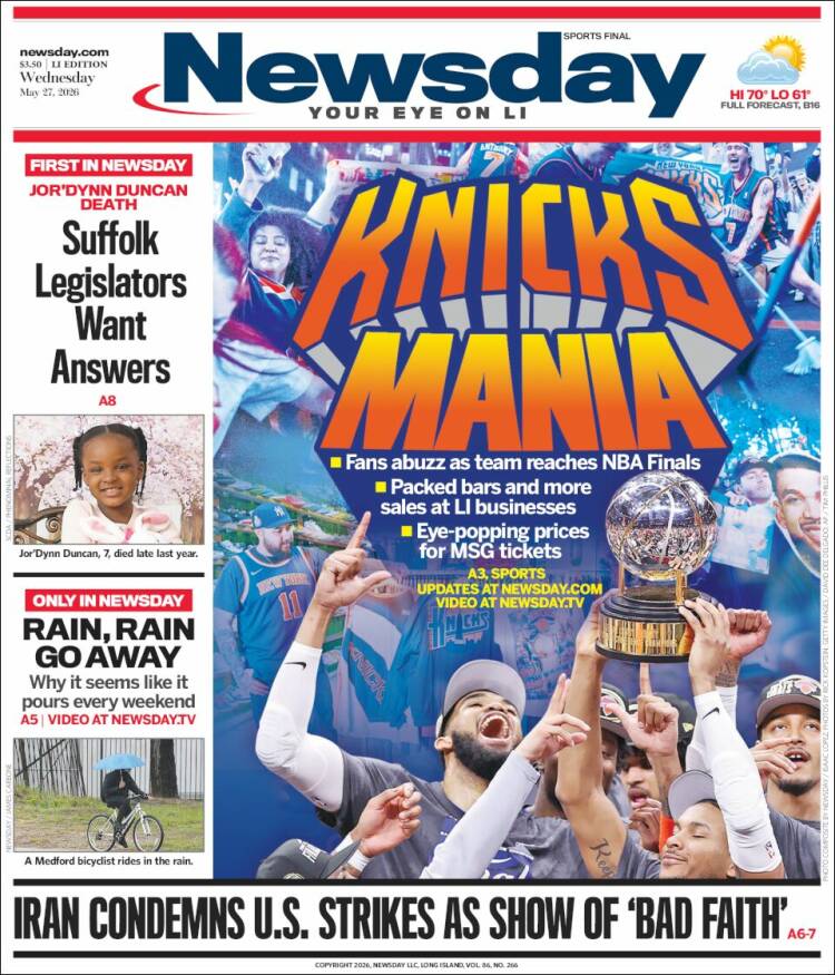 Portada de Newsday (USA)