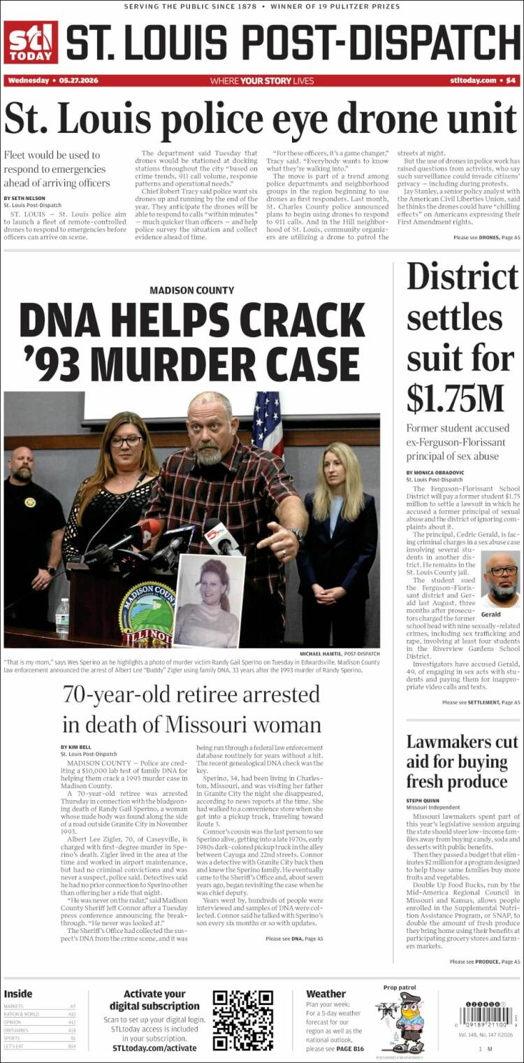 Portada de St. Louis Post-Dispatch (USA)