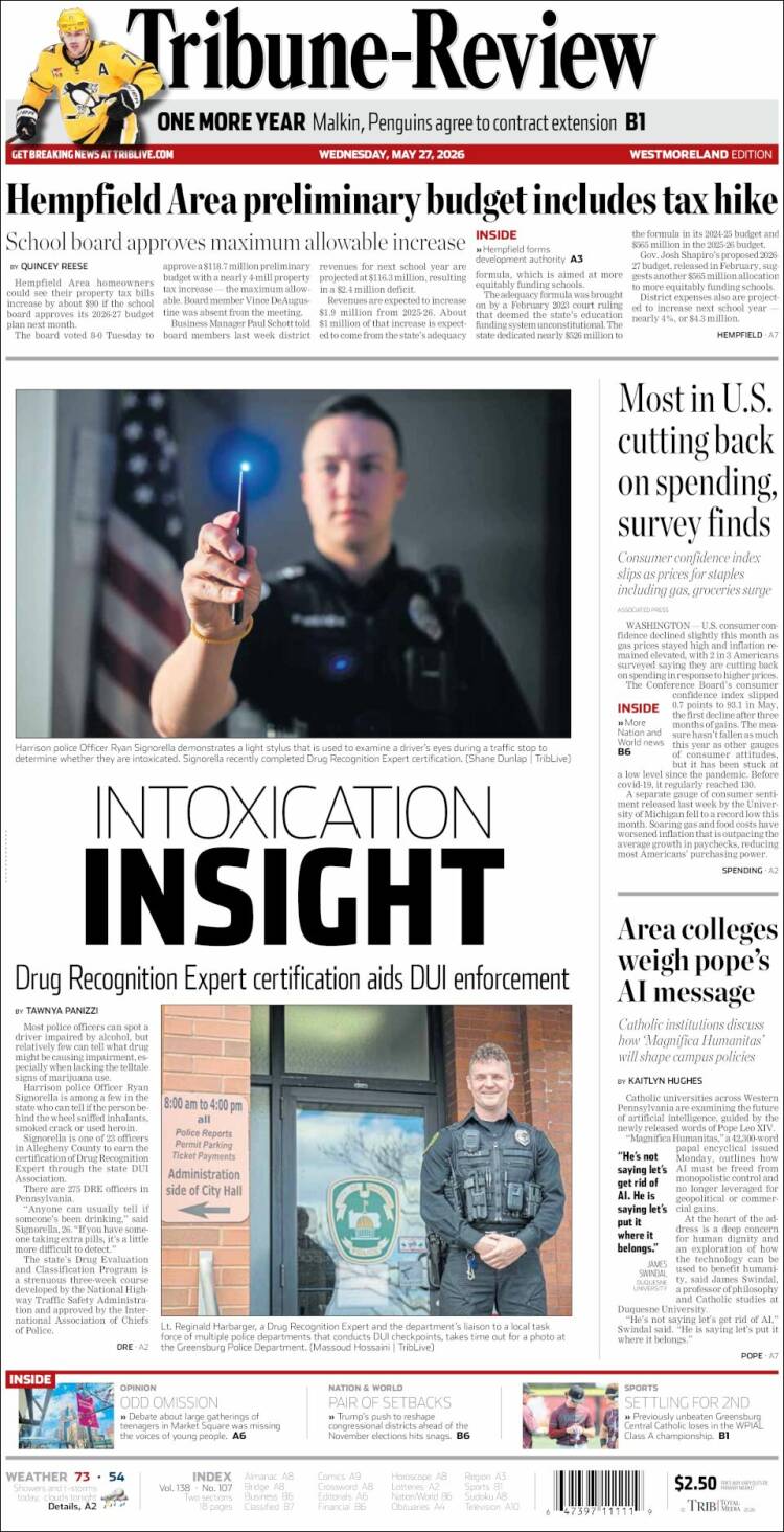 Portada de Tribune-Review (USA)