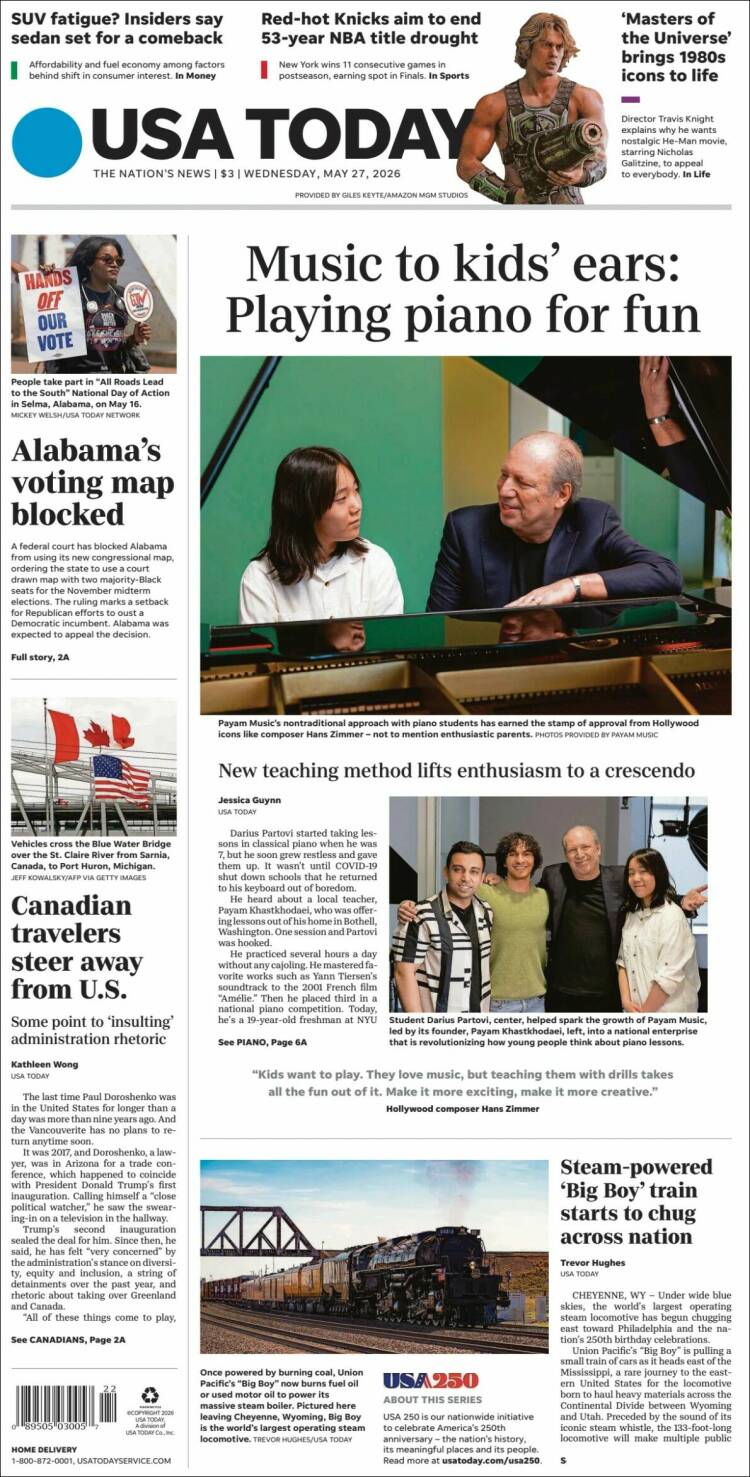 Portada de USA Today (USA)