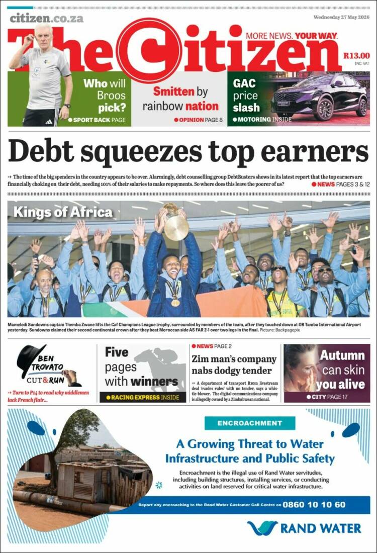 Portada de The Citizen (Sud&aacute;frica)