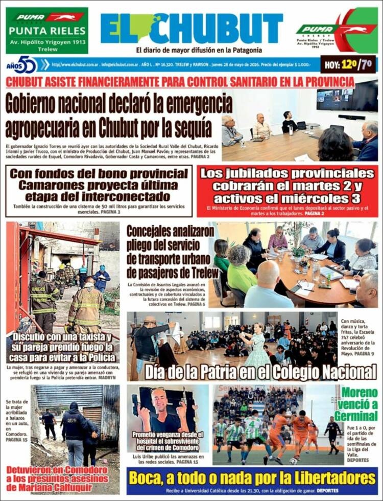 Portada de El Chubut (Argentina)