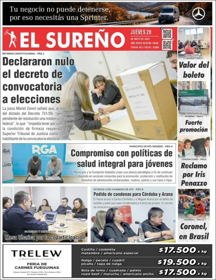 Portada de Diario El Sureño (Argentina)
