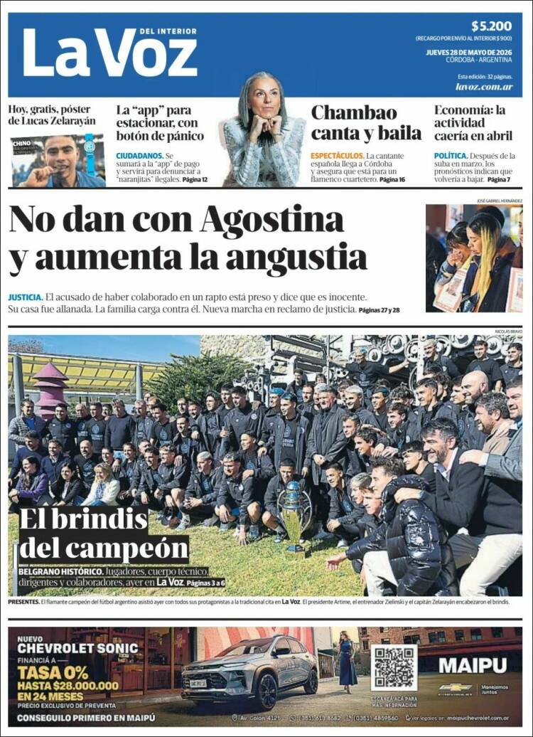 Portada de La Voz del Interior (Argentina)