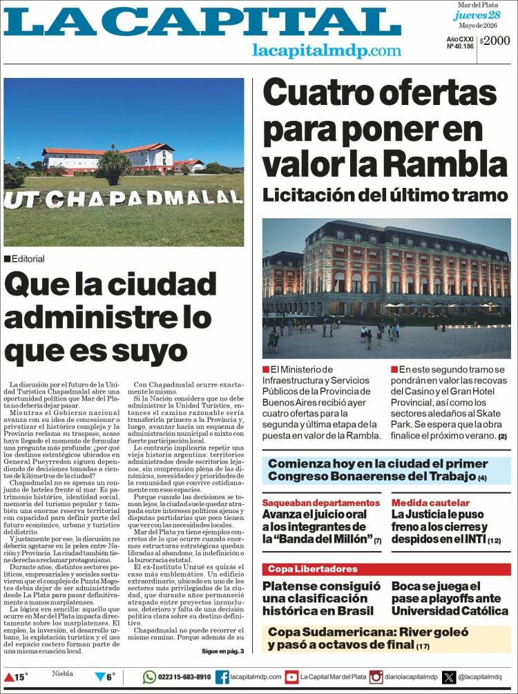 Portada de Diario La Capital - Mar del Plata (Argentina)
