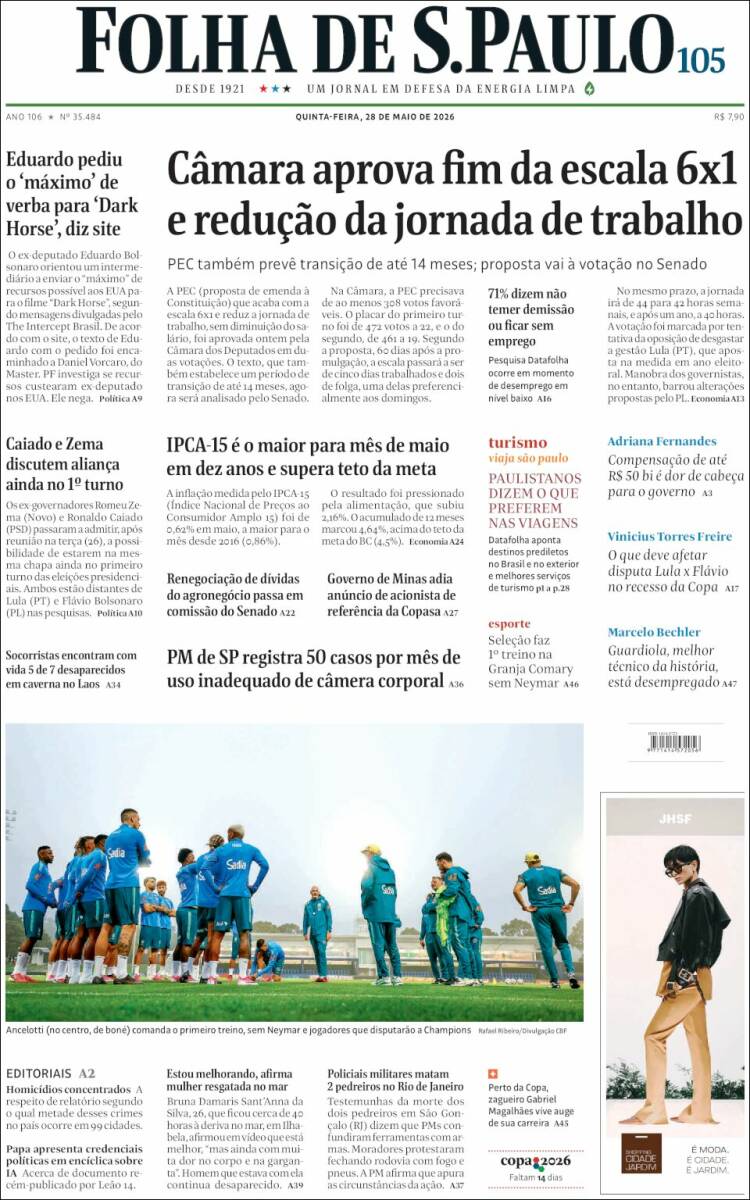 Portada de Folha de São Paulo (Brasil)