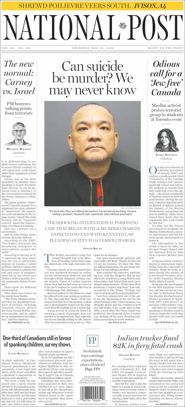 Portada de The National Post (Canad&aacute;)