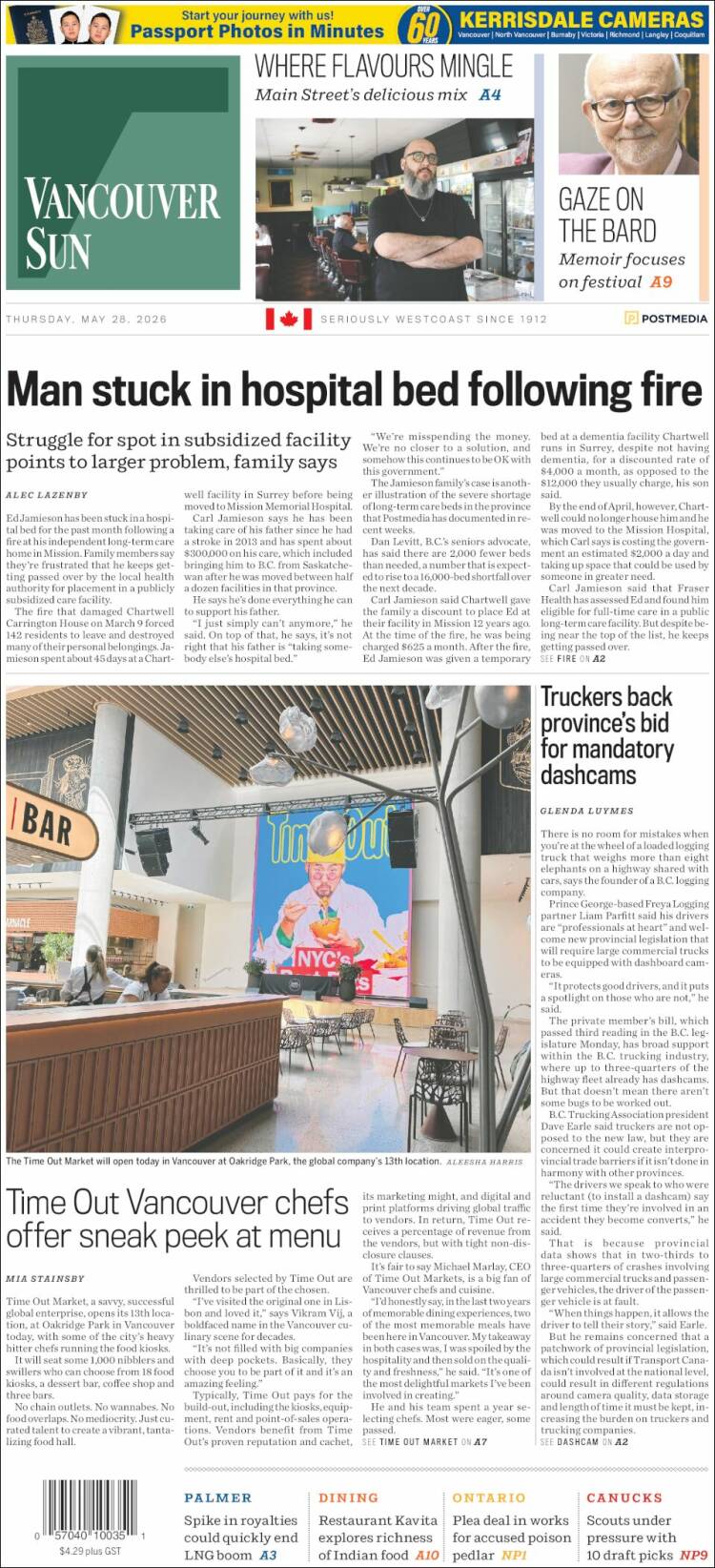 Portada de The Vancouver Sun (Canad&aacute;)