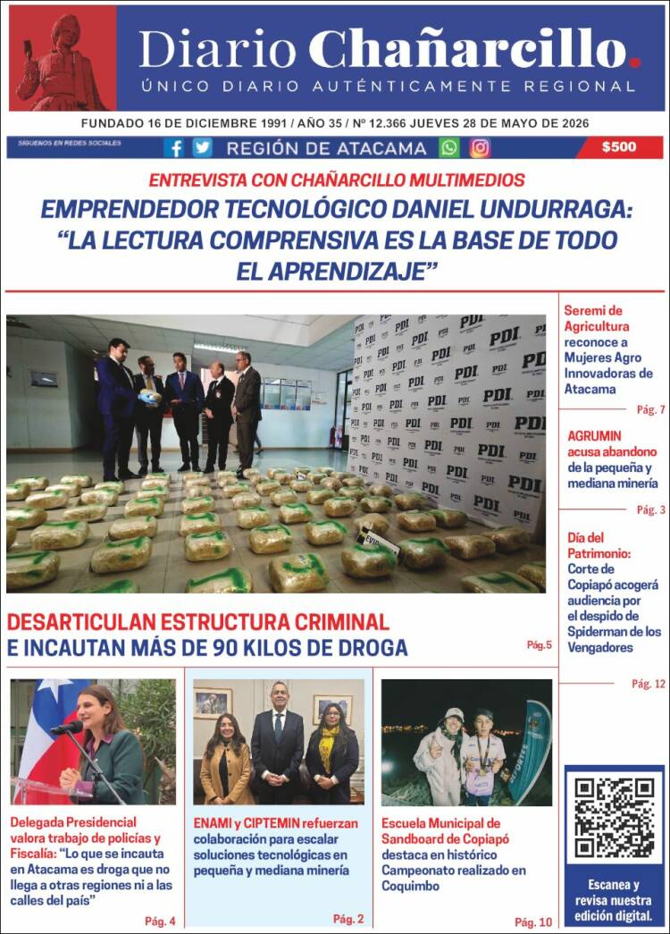 Portada de Diario Chañarcillo (Chile)