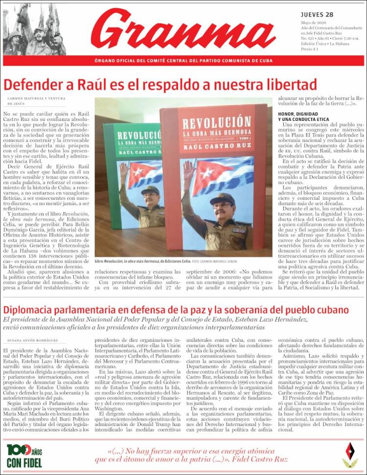 Portada de Granma (Cuba)
