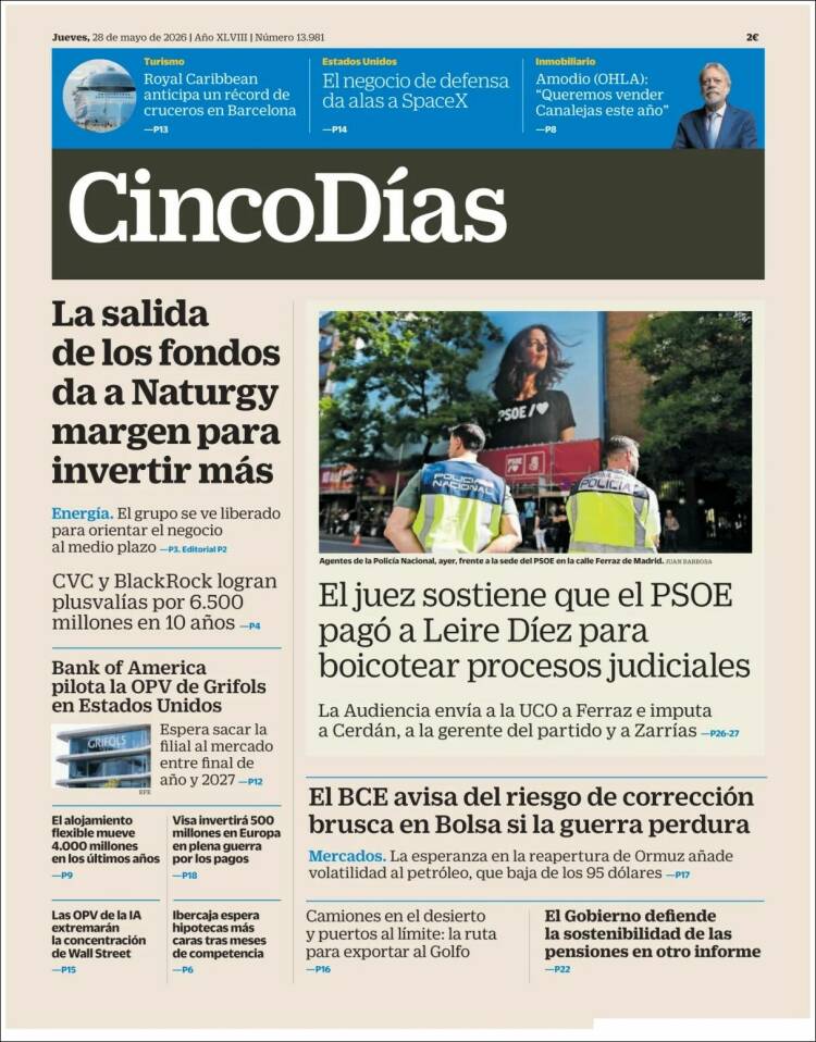 Portada de Cinco Días (Espa&ntilde;a)