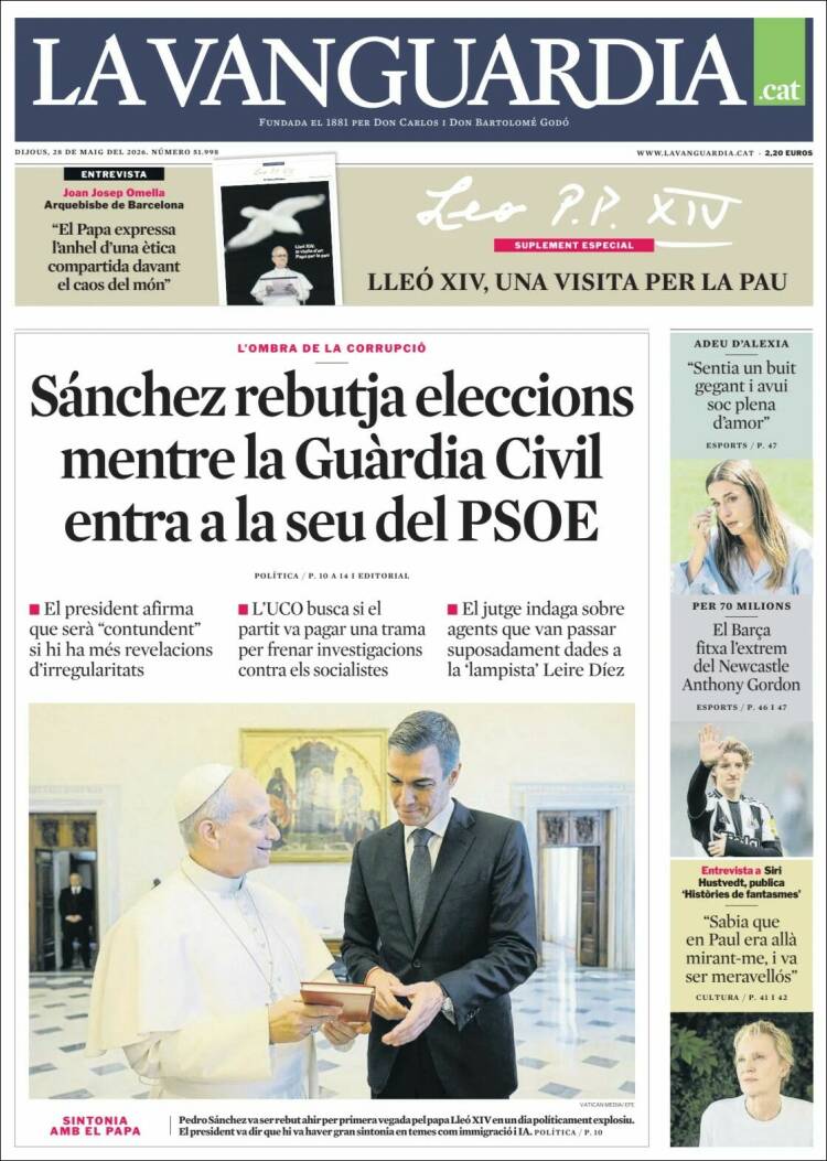 Portada de La Vanguardia (Espa&ntilde;a)