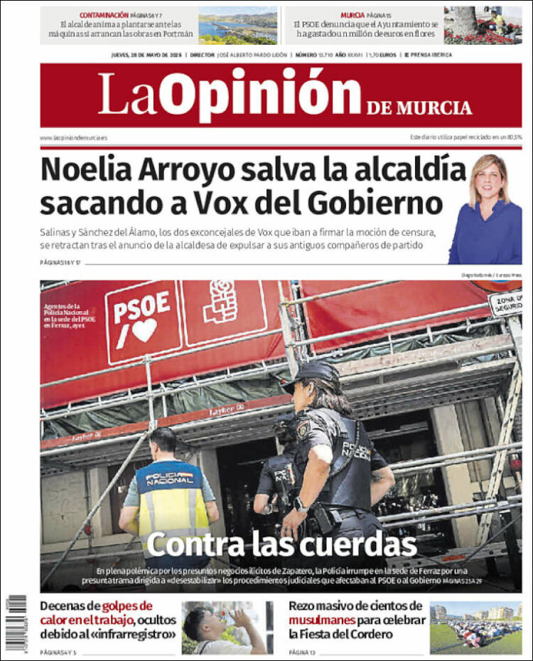 Portada de La Opinión de Murcia (Espa&ntilde;a)