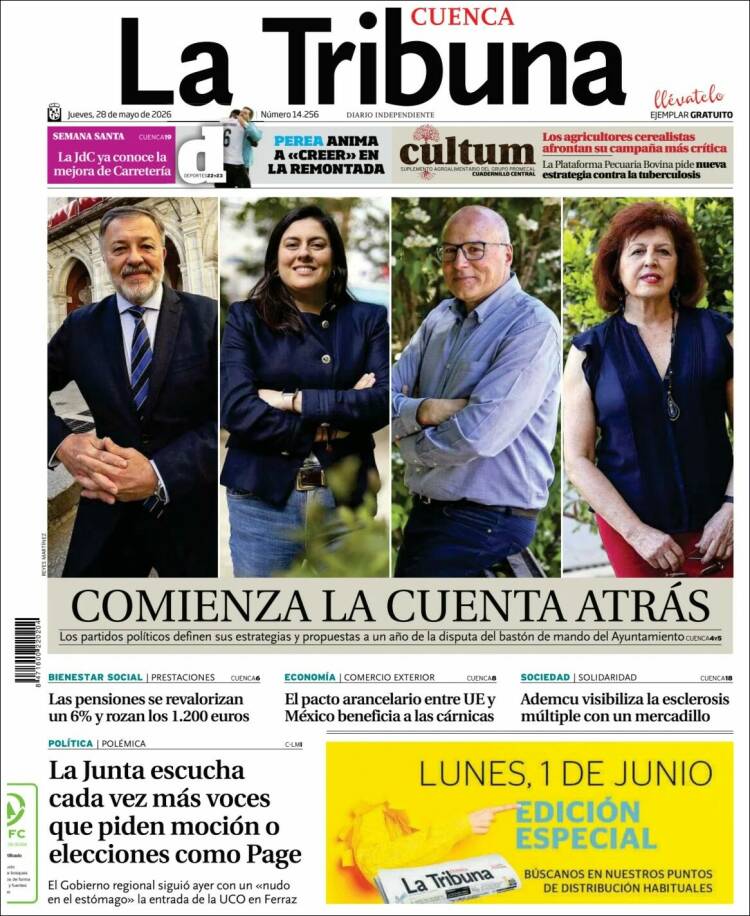 Portada de La Tribuna de Cuenca (Espa&ntilde;a)