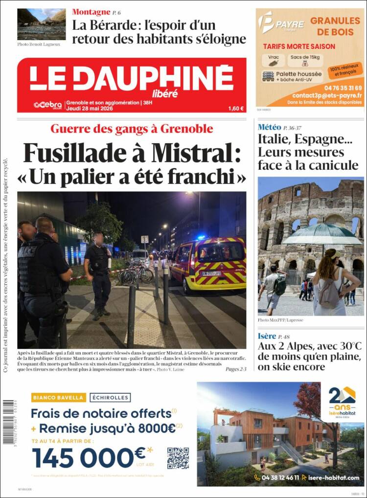 Portada de Le Dauphiné Libéré (Francia)