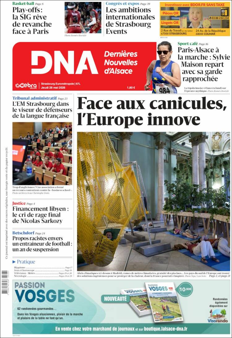 Portada de Les Dernières Nouvelles d'Alsace (Francia)