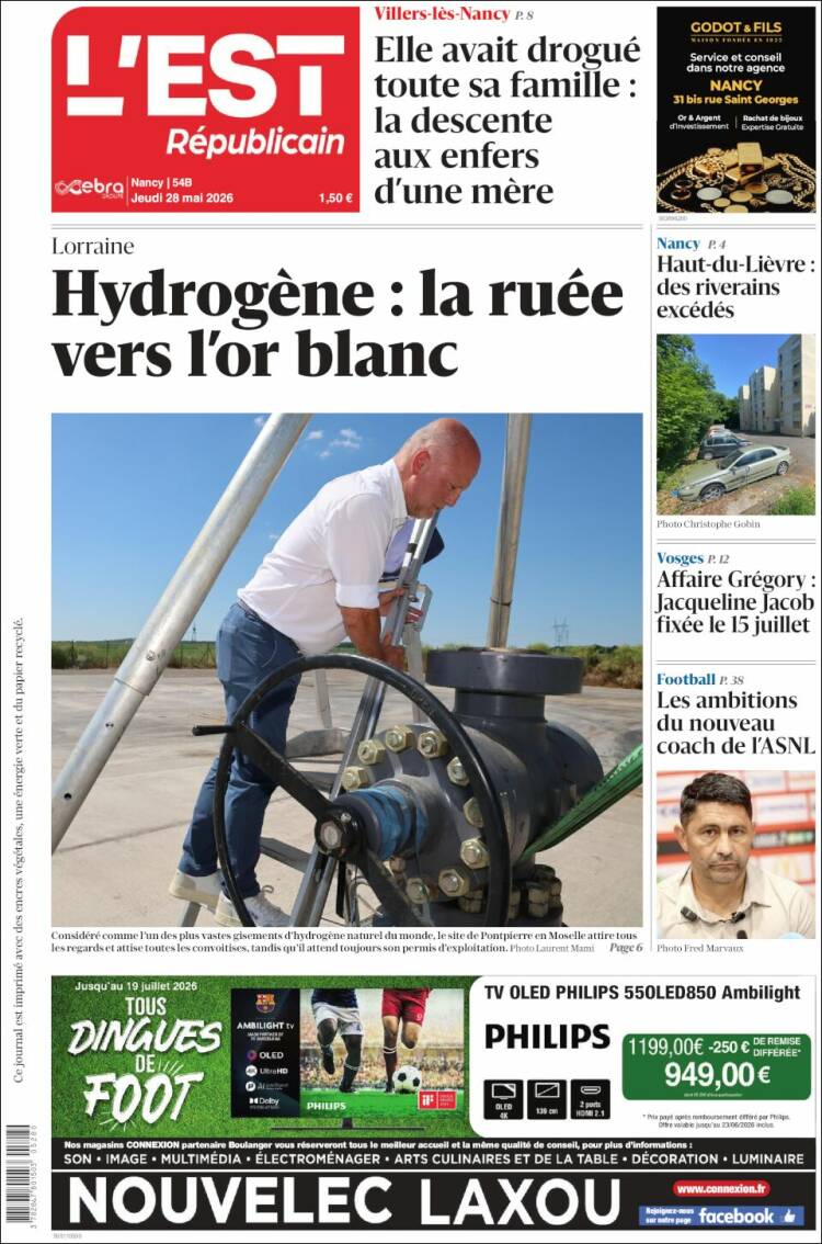 Portada de L'Est Republicain (Francia)