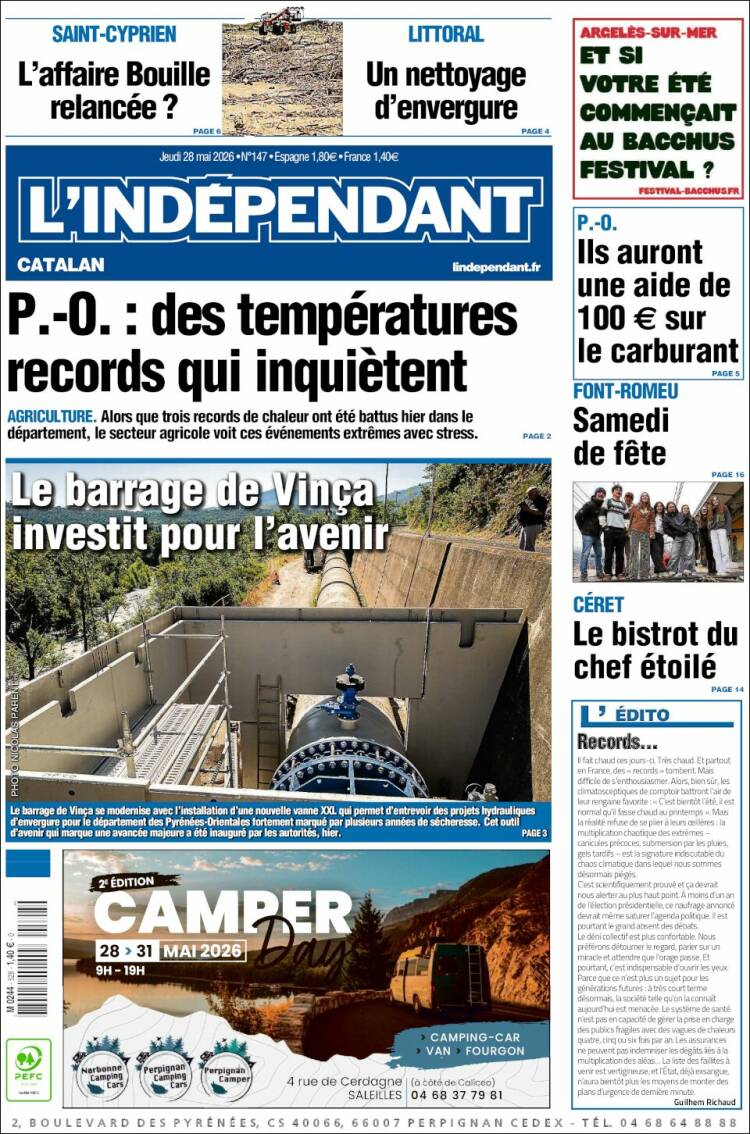 Portada de Le Indépendant (Francia)