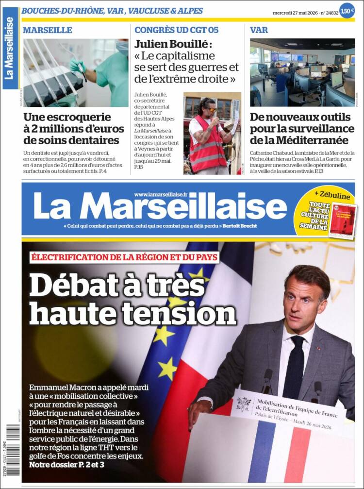 Portada de La Marseillaise (Francia)