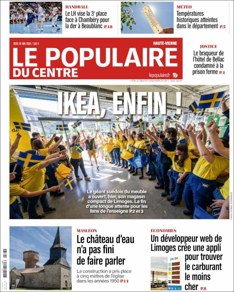 Portada de Le Populaire du Centre (Francia)