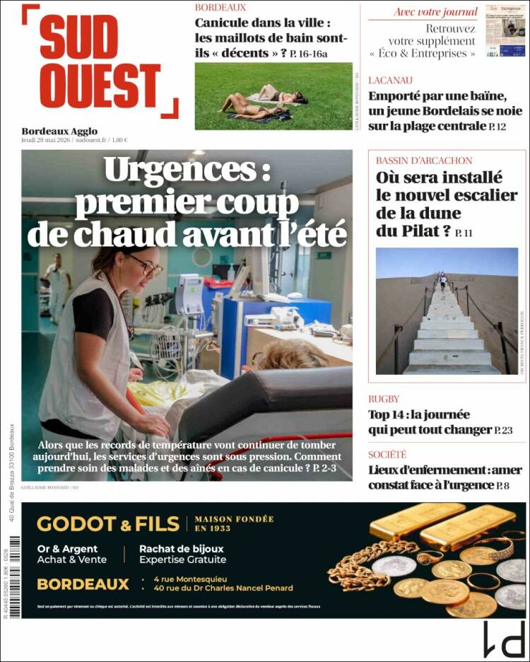 Portada de Sud Ouest (Francia)