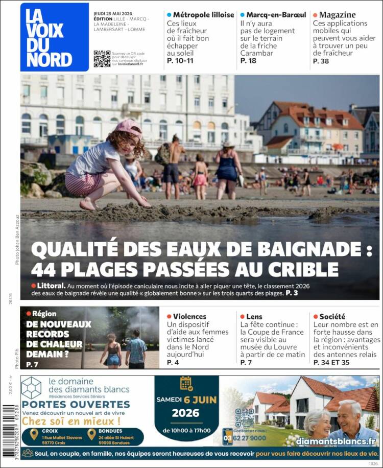 Portada de La Voix du Nord (Francia)