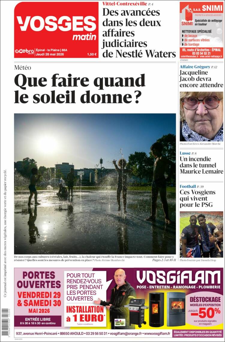 Portada de Vosges Matin (Francia)