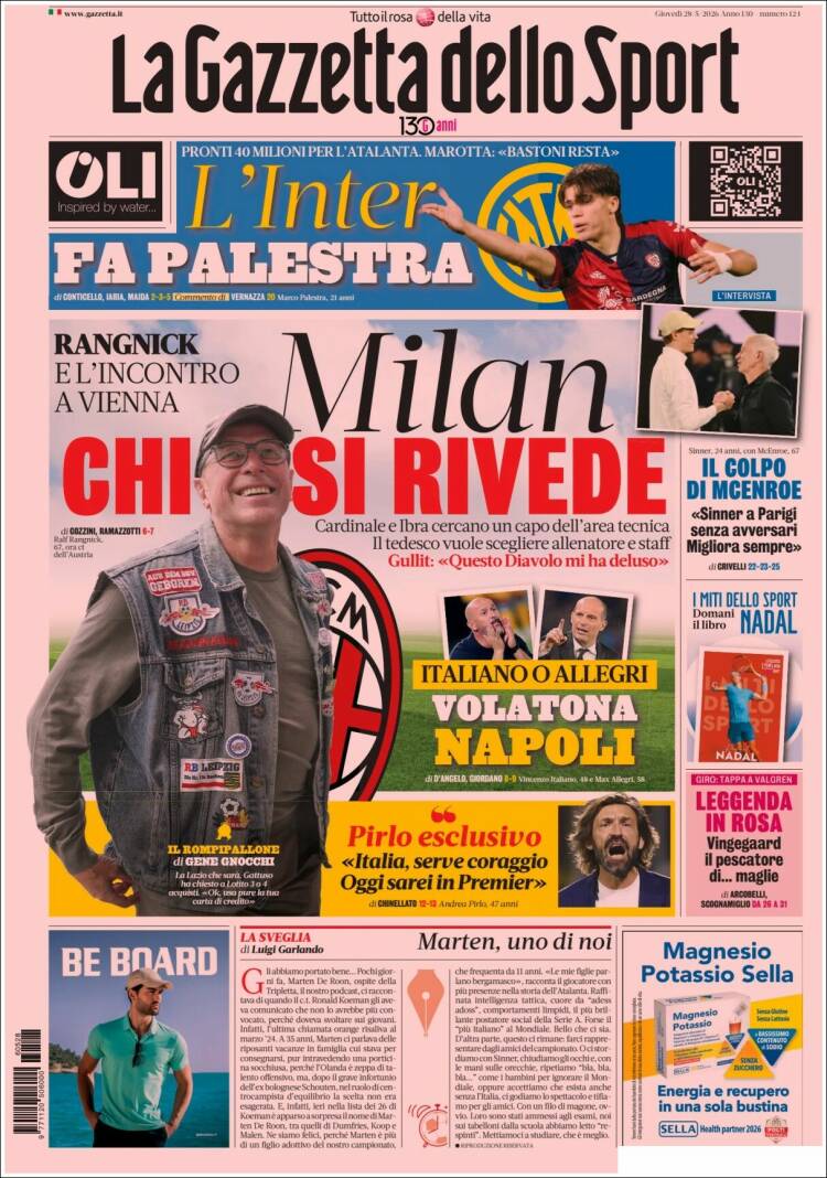 Portada de La Gazzetta dello Sport (Italia)