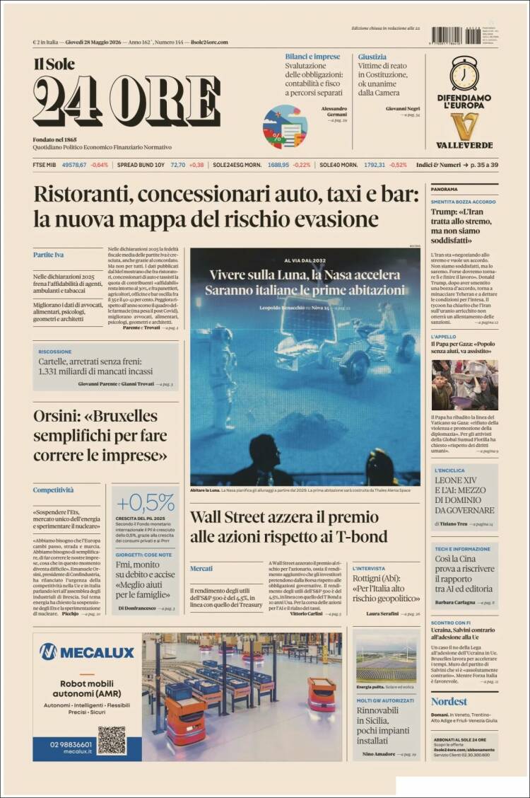 Portada de Il Sole 24 ORE (Italia)