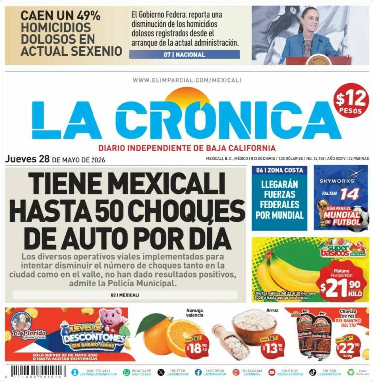 Portada de La Crónica de Baja California (M&eacute;xico)