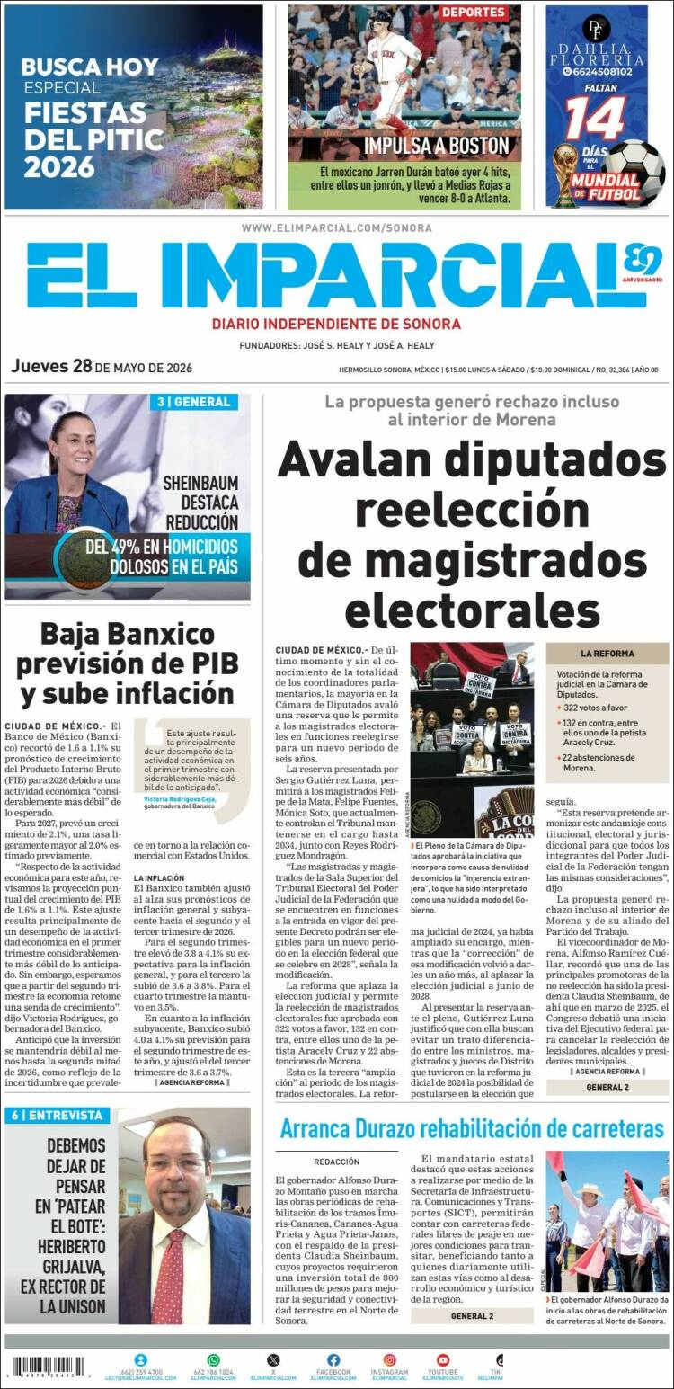 Portada de El Imparcial (M&eacute;xico)
