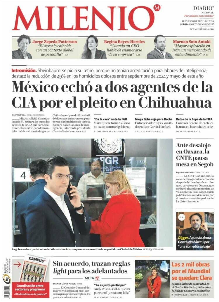 Portada de Milenio (M&eacute;xico)