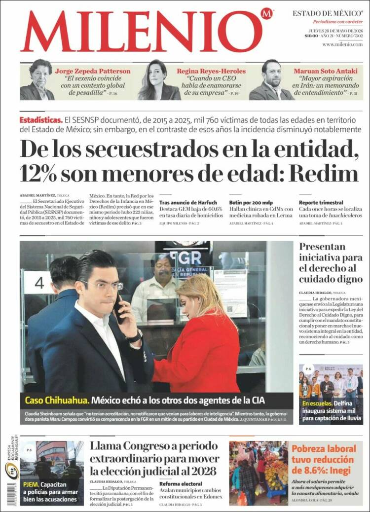 Portada de Milenio - Estado de México (M&eacute;xico)