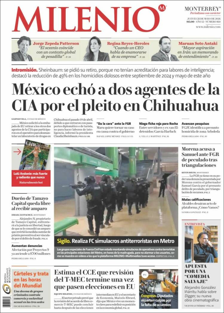 Portada de Milenio de Monterrey (M&eacute;xico)