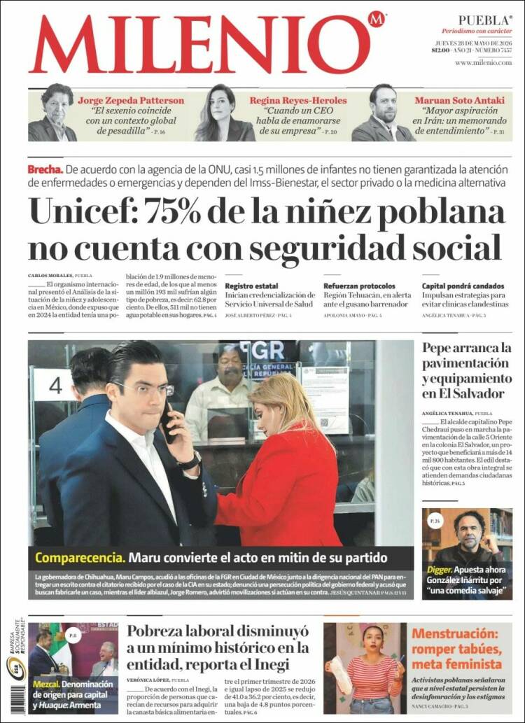 Portada de Milenio de Puebla (M&eacute;xico)