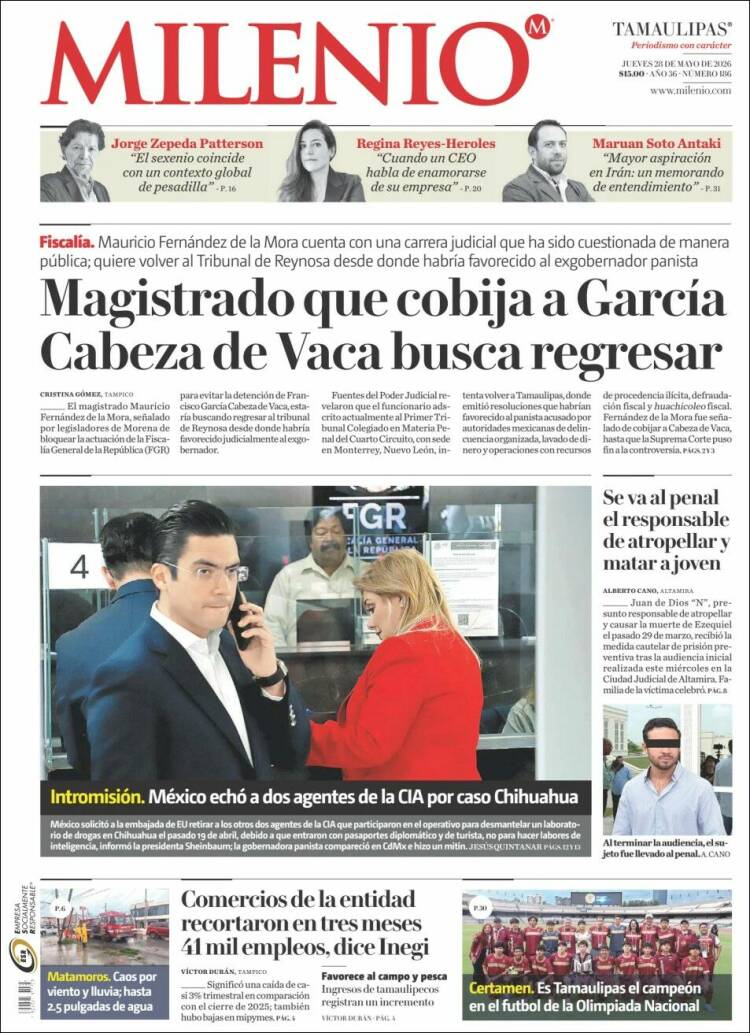 Portada de Milenio - Tamaulipas (M&eacute;xico)