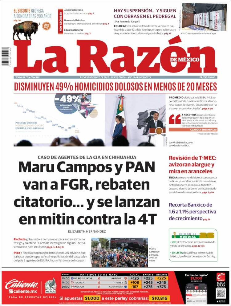 Portada de La Razón (M&eacute;xico)