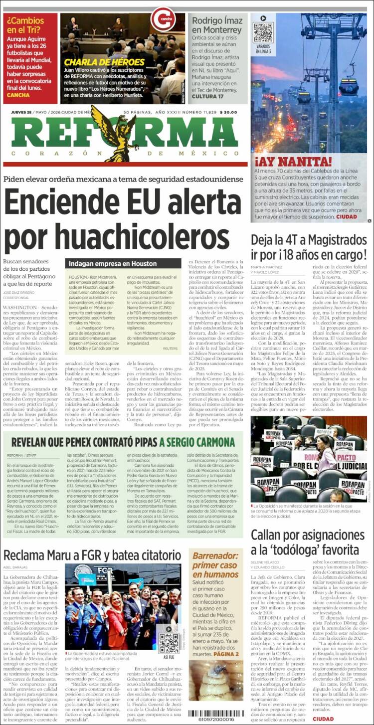 Portada de Reforma (M&eacute;xico)