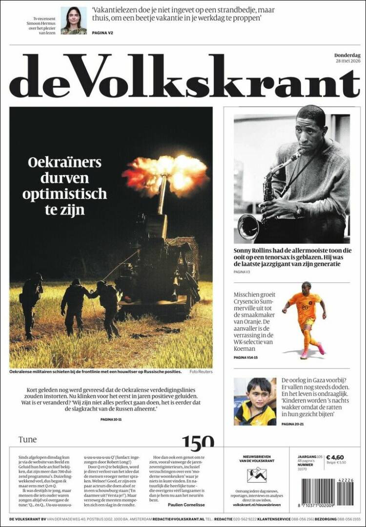 Portada de De Volkskrant (Pa&iacute;ses Bajos)