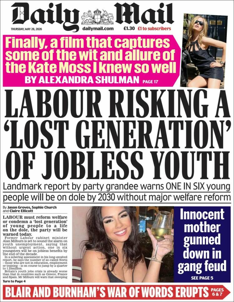 Portada de Daily Mail (Reino Unido)