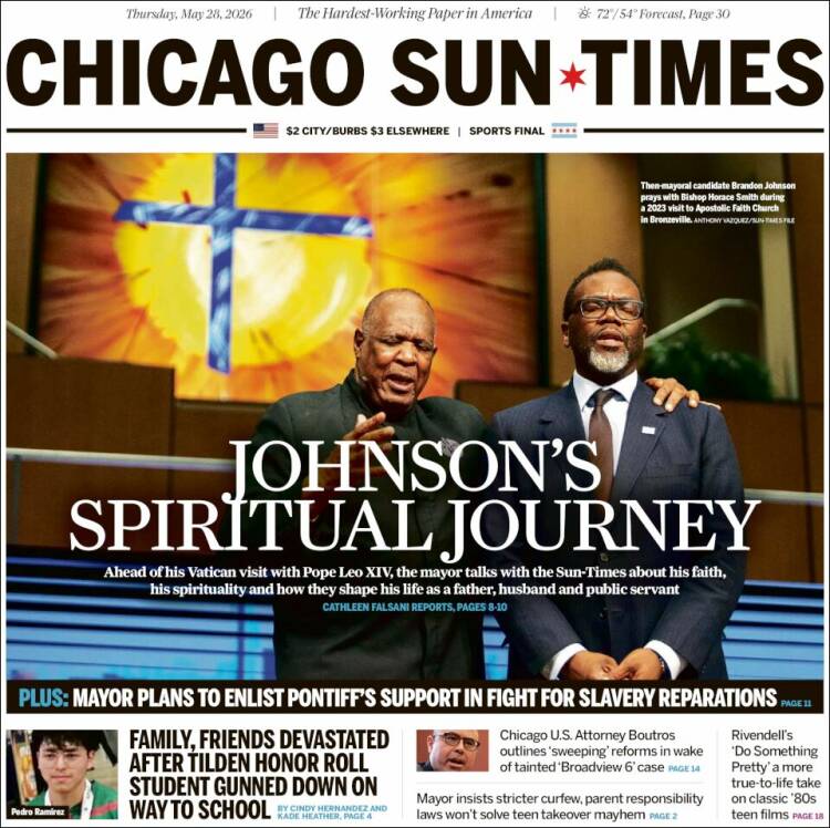 Portada de Chicago Sun-Times (USA)