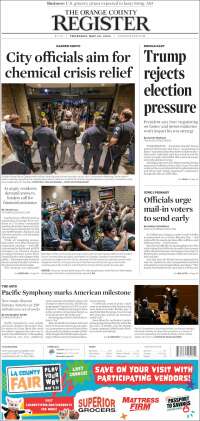 Portada de The Orange County Register (USA)