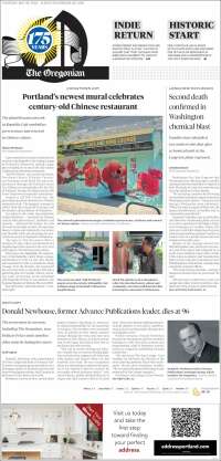 Portada de The Oregonian (USA)