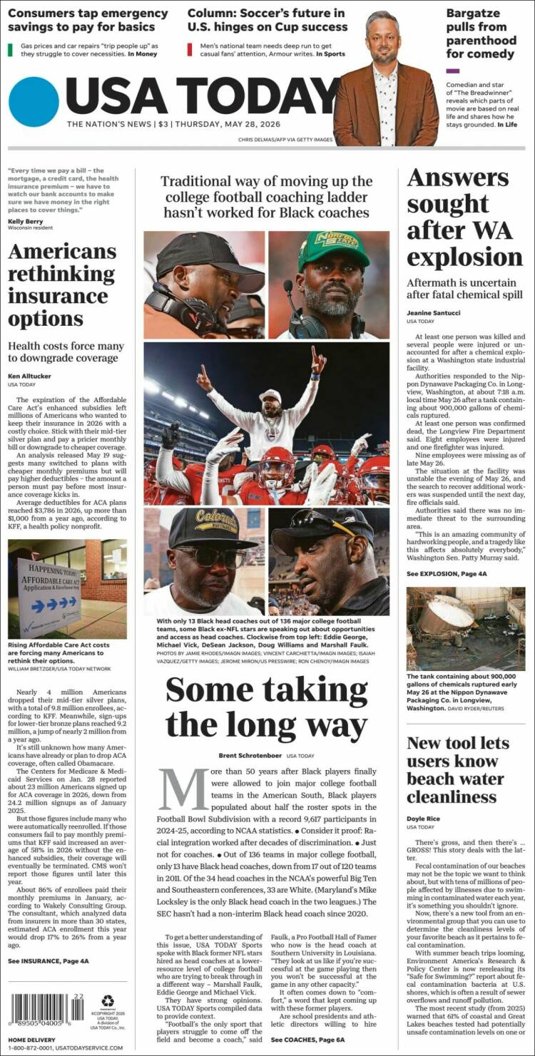 Portada de USA Today (USA)