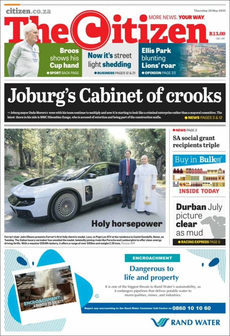 Portada de The Citizen (Sud&aacute;frica)