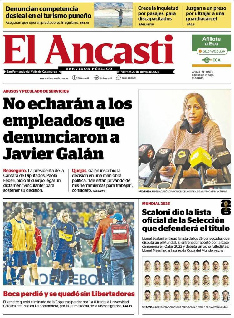 Portada de El Ancasti (Argentina)
