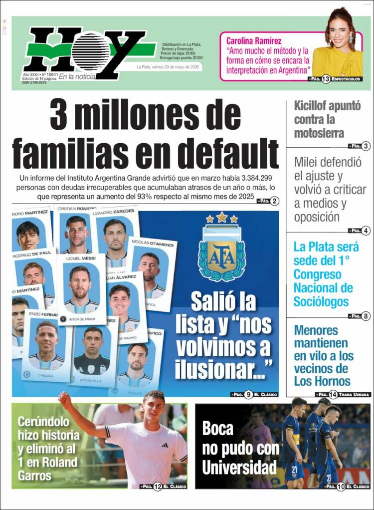 Portada de Diario Hoy (Argentina)