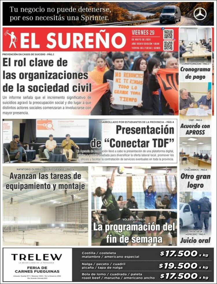 Portada de Diario El Sureño (Argentina)