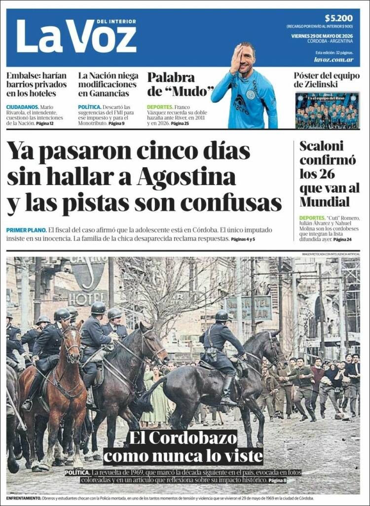 Portada de La Voz del Interior (Argentina)