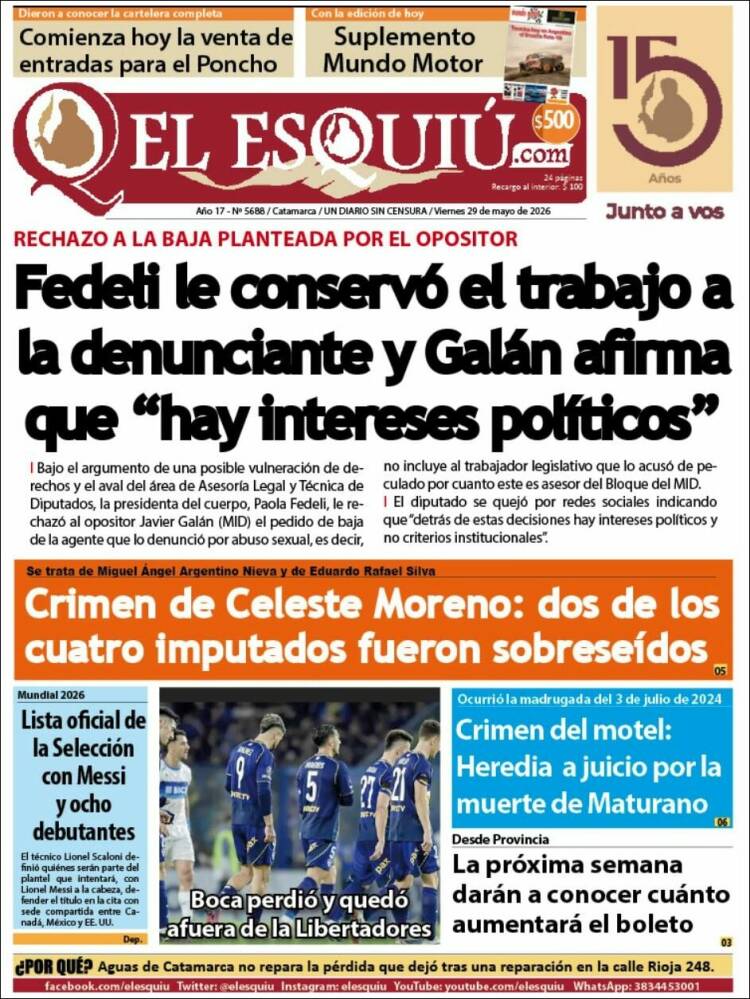 Portada de El Esquiu (Argentina)